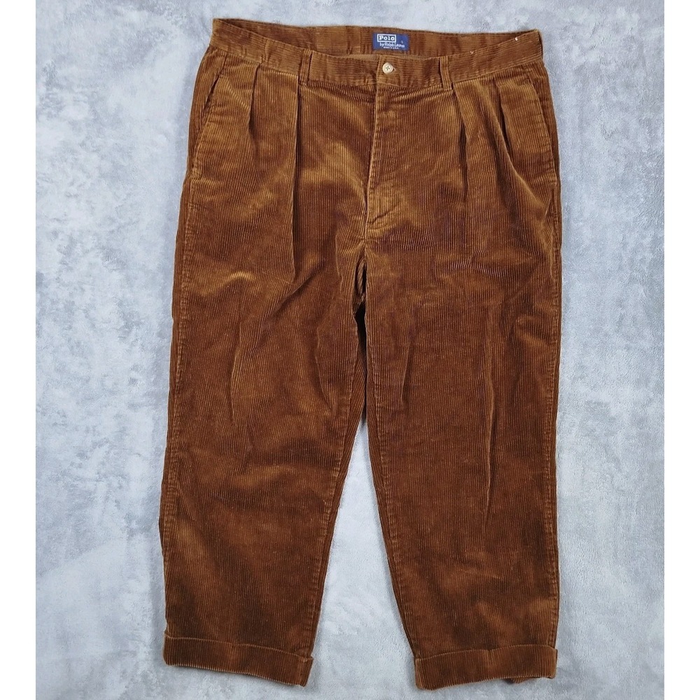 Vintage 80s Polo Ralph Lauren Corduroy Pants Men's 38x27 Brown Made in USA